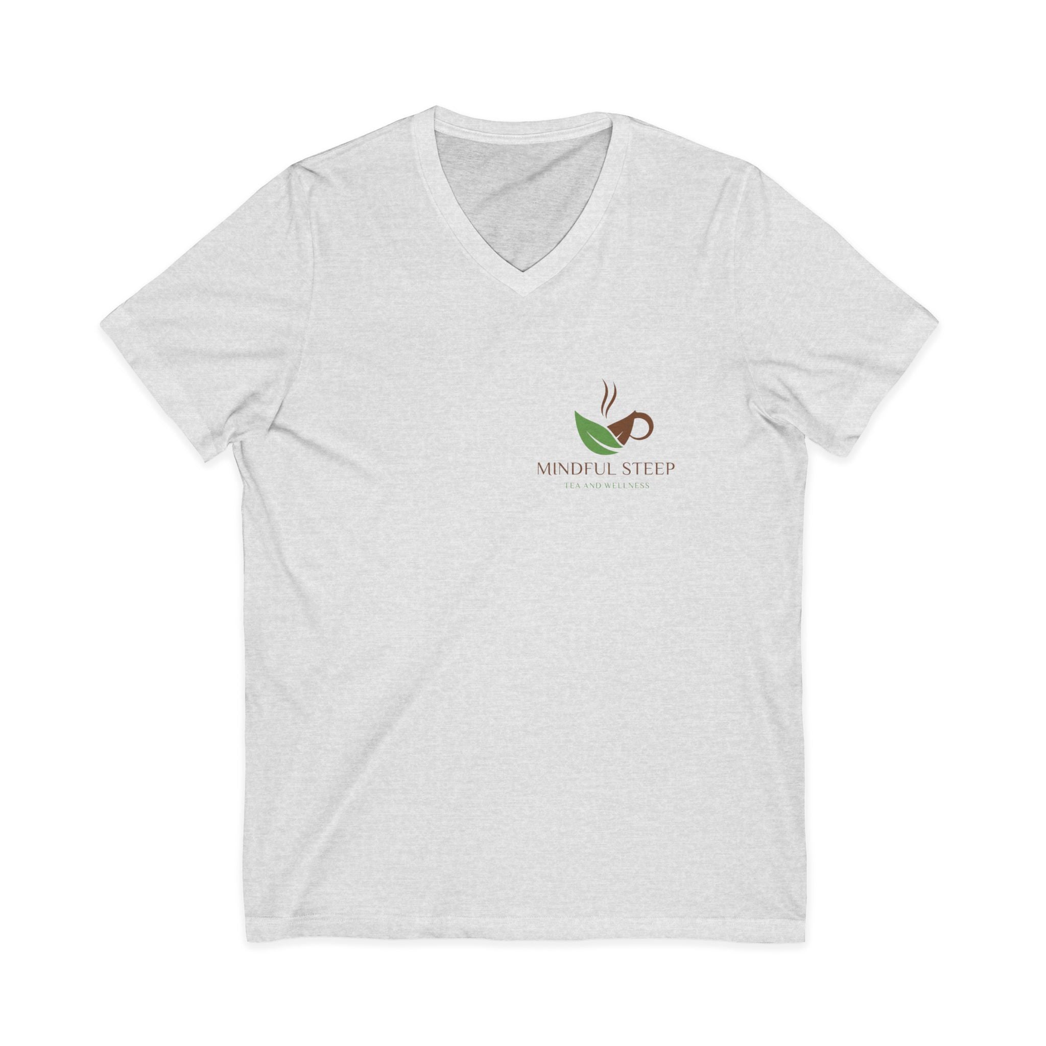 Mindful Steep Tea V-Neck Tee — 'Slow Down, Steep Deeper' Relaxation Shirt