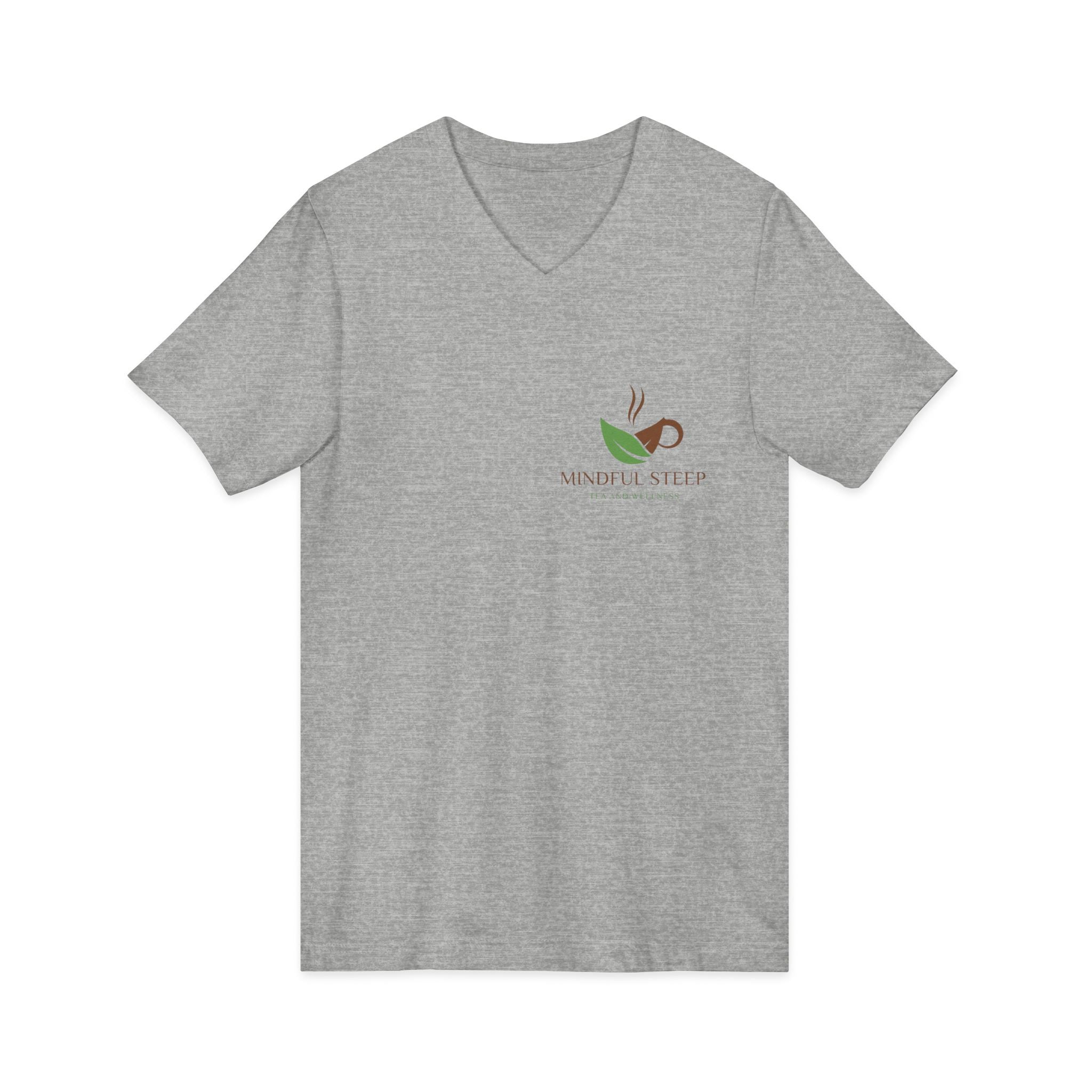 Mindful Steep Tea V-Neck Tee — 'Slow Down, Steep Deeper' Relaxation Shirt