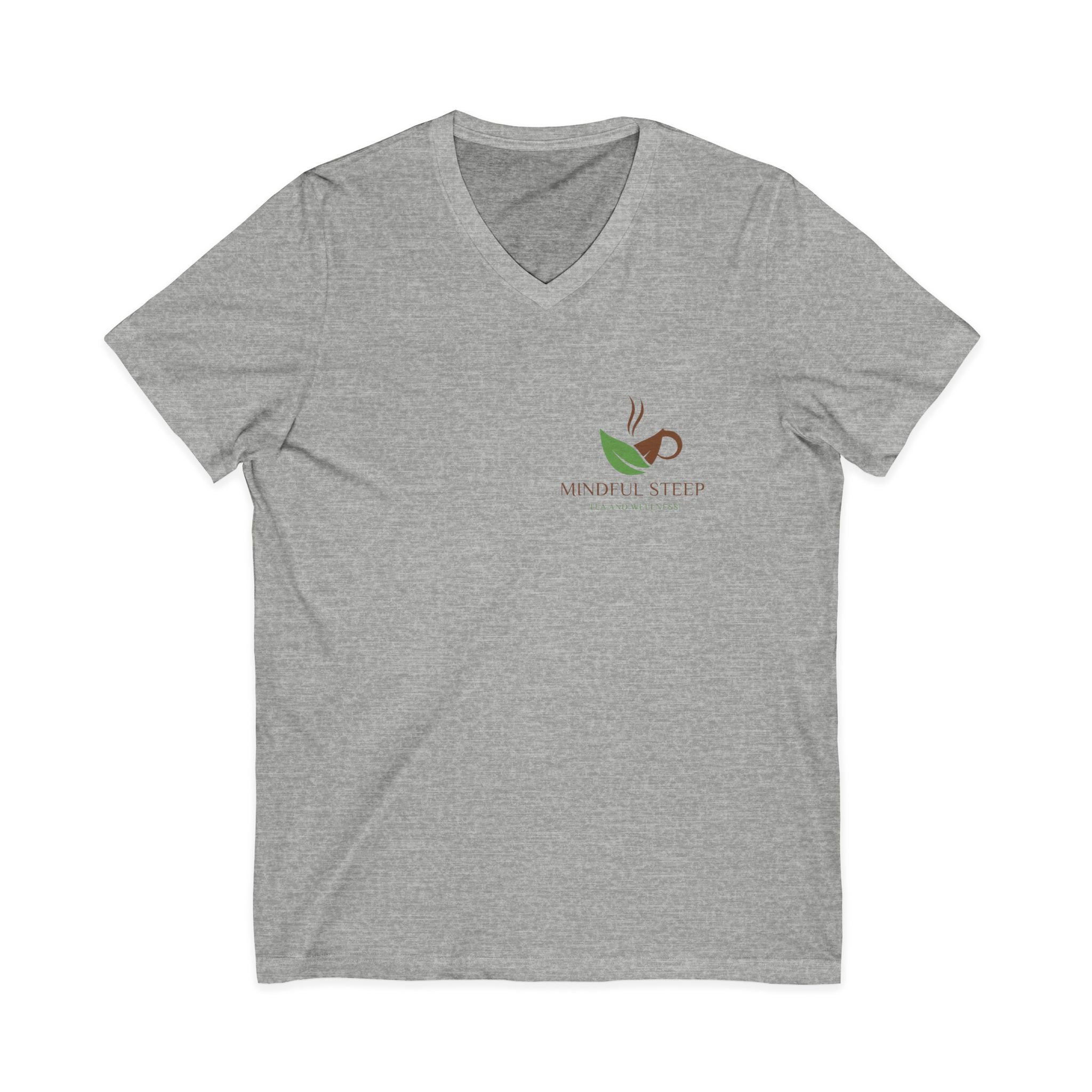 Mindful Steep Tea V-Neck Tee — 'Slow Down, Steep Deeper' Relaxation Shirt